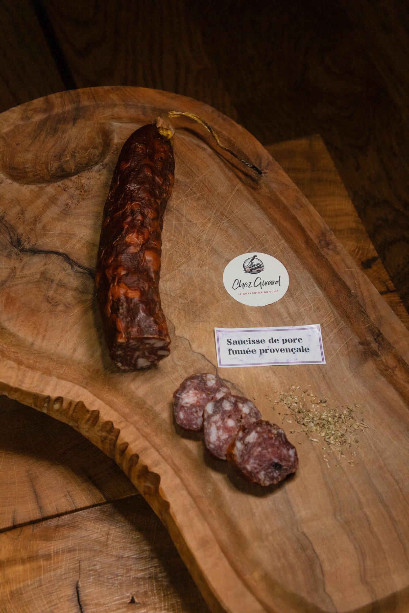 Saucisse de porc fumée provençale - Le Charcutier Du Vully